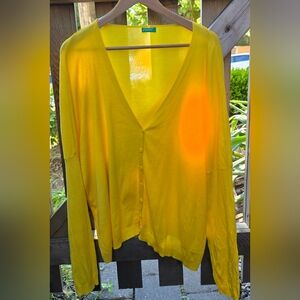United Colours Of Benneton Yeloow Cotton Sweater Oversize Medium
